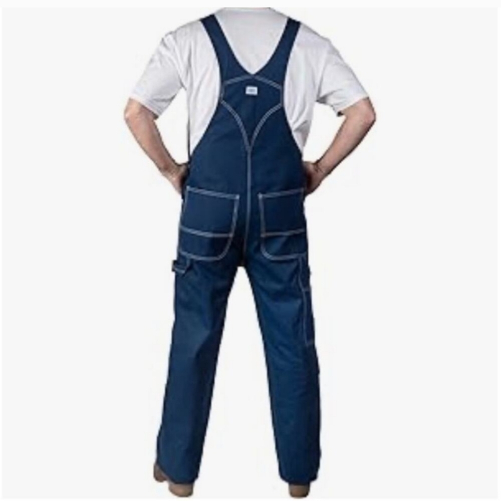Liberty Overalls Mens 42x30 Womens XL Blue Denim Bib Carpenter Workwear Hipster - Picture 2 of 13